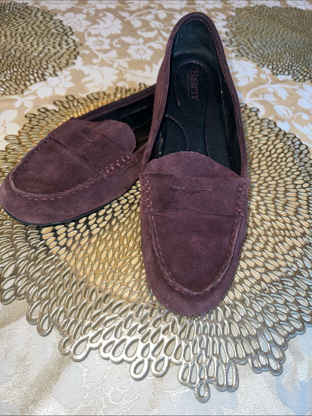 BORN Women's Suede Penny Loafers - Purple - Size 9
